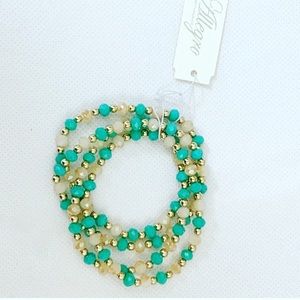 Bracelet with gold turquoise & beige crystals new